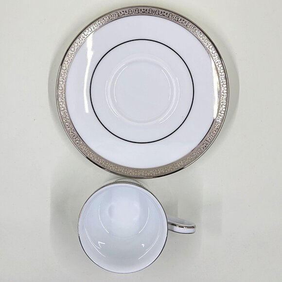 Flat Demitasse Cup & Saucer Set Grand Buffet Classic Platinum by Charter Club - Picture 11 of 16